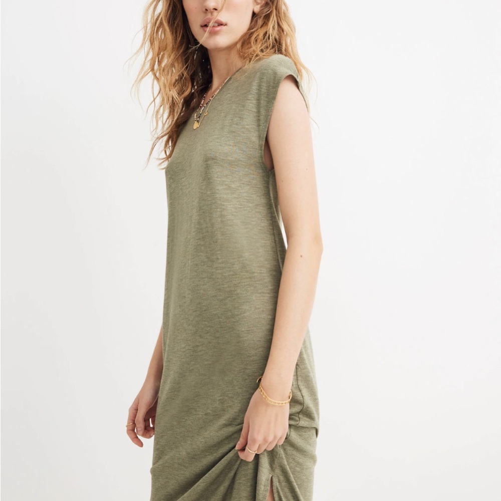 Madewell - Muscle Midi Dress - Casual Midi Dress in Olive Green - Size Medium